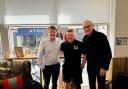 Tom Hunt with Nigel Seaman of Combat2Coffee and Ipswich Town legend Terry Butcher.
