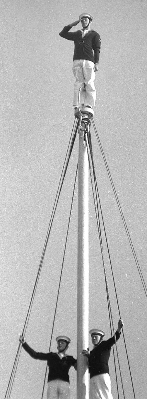 Ipswich Star: The 'Button Boy' could stand or sit at the top of the mast. (Image: David Kindred Collection) Ipswich Star: The 'Button Boy' could stand or sit at the top of the mast. (Image: David Kindred Collection)