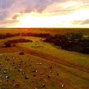 Southwold Cinema at sunset on Southwold Common. Pictured at last year's socially distanced event