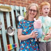 Mum Christine Kirby has made a music station out of a palette for her son Arthur, who has additional needs