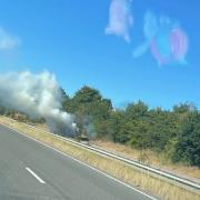 Part of the A12 is currently closed after a vehicle fire near Framlingham