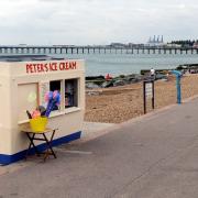 The old Peter's Ice Cream kiosk at Felixstowe has been demolished and will now be replaced with a kiosk/cafe in a converted shipping container