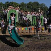 Martlesham Primary School children enjoying the use of a new piece of play equipment