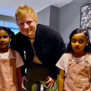 Ed Sheeran, photographed visiting Framlingham's Curry India