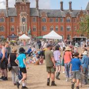 Crowds at the Framlingham Country Show in front of the main College building.