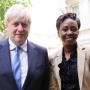 Prime Minister Boris Johnson with NSFT Matron Priscilla Nzounhenda at 10 Downing Street.
