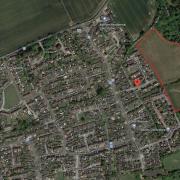Site for plans for 67 affordable homes on land off Ely Road, Claydon.