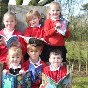 Poppy, Herbie, Lexie, Mimi, Fred and Edward at Otley School, which won top prize in our Books for Schools initiative