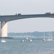 The Orwell Bridge near Ipswich is open after shutting during Storm Eunice