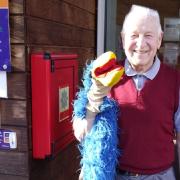 Brian Poulter with the 'spare' Emu, given to him by Rod Hull in the 1970s