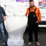 Andrew Marsh of Dial Lane Books has chosen local artist Kieran Page to design his owl for the Big Hoot Trail PICTURE: CHARLOTTE BOND