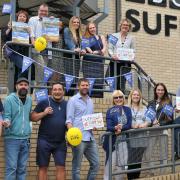 BBC Radio Suffolk staff pictured gearing up for Suffolk Day in 2018