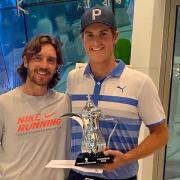 English professional golfer Tommy Fleetwood and Monty Scowsill