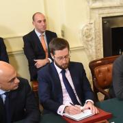 Martin Reynolds, the Prime Minister's principal private secretary, and Dan Rosenfield, the Prime Minister's chief of staff sitting behind Health Secretary Sajid Javid, Cabinet Secretary Simon Case, and Prime Minister Boris Johnson at a recent cabinet