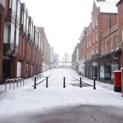 Ipswich town centre was covered with snow in February