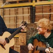 Ed Sheeran with George Lowden, who handmade this prototype 'equals' guitar