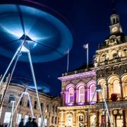 Chorus by Ray Lee on the Cornhill as part of SPILL festival. Chorus is a monumental and impressive installation of kinetic sound sculptures