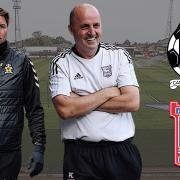 Mark Bonner, left, and Paul Cook will square off today as Ipswich Town travel to Cambridge United
