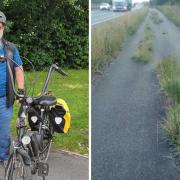 Wolf Simpson, a cyclist with a disability who bikes for physiotherapy, said the A12 paths between Colchester and Ipswich are not suitable.