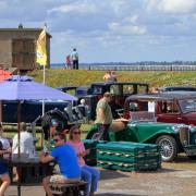 Classic cars on display outside Felixstowe Museum - the museum in the Ravelin Block at Felixstowe Viewpoint will be reopening this weekend