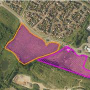 Land off Gun Cotton Way in Stowmarket, where plans to develop 141 homes have been lodged