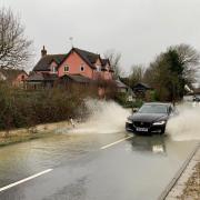An emergency road closure is in place in Coddenham following severe flooding.