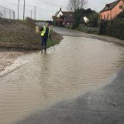 Flooding at Westhorpe Road in Finningham