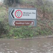 Areas across Suffolk have seen flooding on Thursday after as much as 30mm of rain fell on the county