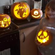 Scarlett and her pumpkins all ready for Halloween. Picture: Mikaleigh Barras