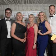 The 2019 Best Employer award was won by Strategiq Marketing, pictured left to right, Charlie Taylor, James Barington, Jodie Woodrow from Pure, Catherine Johnson from Birketts, Sarah Smith, Andy Smith and Nick Woolnough   Picture: SARAH LUCY BROWN