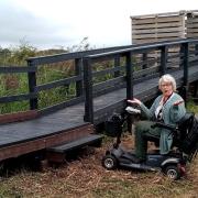 A mobility scooter user was met with disappointment after finding her favourite RSPB spot was still without a ramp to enable disabled access.