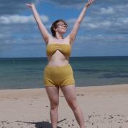 Northumberland. Knitting this bikini requires me to get to know my own body better. It will have to hug my curves The knitting of something that touches the genitals and breasts seems such an intimate act that I cannot imagine making a swimming costume