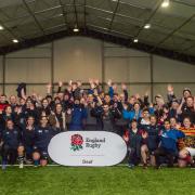 The England Deaf Rugby squads in the Ipswich Town training dome. Picture: PAVEL KRICKA