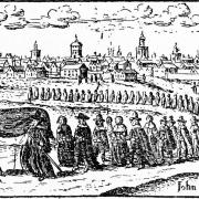 A 17th century funeral procession for a victim of the plague. Picture: WELLCOME COLLECTION