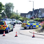 Police at the scene of a crash in Rushmere Road, Ipswich