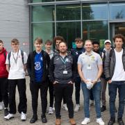 Jonny Ogle (Chelsea grey top) gave a talk to sports students at Suffolk New College to talk of his experiences working at a professional football club.