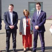 Tom Hunt alongside skills minister Alex Burghart on his visit to Suffolk New College in Ipswich.