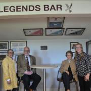 Ipswich YM Rgby Club have launched the Brian Williams Foundation Hardship Grant, to make the sport he loved accessible to all. His widow, Wendy Williams (second right) attended the launch and opening of the 'Legends Bar.'  L-R: Wendy's daughter, Bob