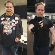 Matthew Applegate pictured left, in November 2019 before embarking on his weight loss journey, and right, in December 2021