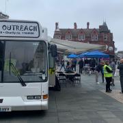 The Ipswich Outreach bus was parked up at the Cornhill to get people talking about homelessness