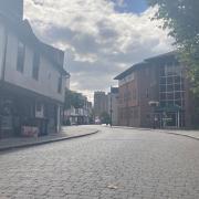 St Nicholas Street near Ipswich town centre was deserted on Monday morning