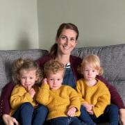 Shannon Steele with her triplets Emilia, Ronnie & Maddison who are 2 years old