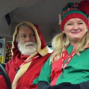 Farmer Christmas and his elf visited primary schools in Otley and Witnesham