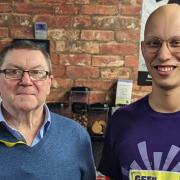 Tony Harris (left) has completed his challenge of working 66 days for different companies to raise money for EACH.
