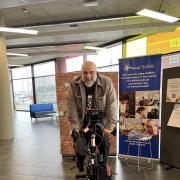 Comedian Omid Djalili took part in a health and fitness challenge at the University of Suffolk on Tuesday