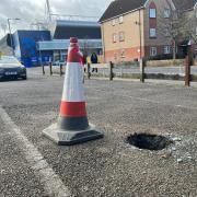 The pothole in the car park in Ipswich