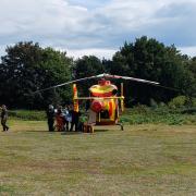 An air ambulance landed in Martlesham Heath earlier today