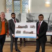 Andrew Cann, planning director, Awais Khan, project manager and Mac Khan, Ipswich businessman and care home owner who wants to turn the former brewery into an 80-unit retirement development, Newsquest