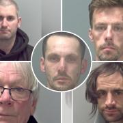 Adam Wyles, Steven Perrio, Billy Swaley Smith, John Smith and Ronald Bailey are among those jailed in Suffolk in January