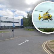 The air ambulance was seen landing at Ipswich Academy